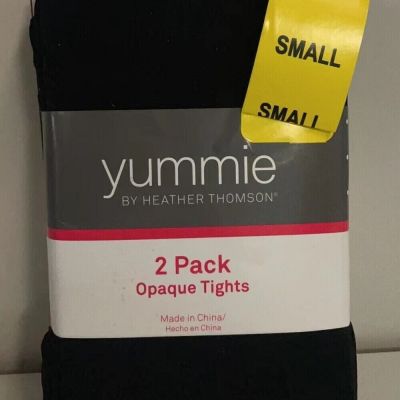 Yummie By Heather Thomson Women's Footless Opaque Tights-2 Pack/Black color